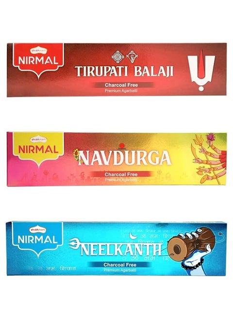 Neelkanth, Navdurga & Tirupati Balaji Premium Fragrance 210 Incense Stick Agarbatti by Shubhkart (Pack of 3)