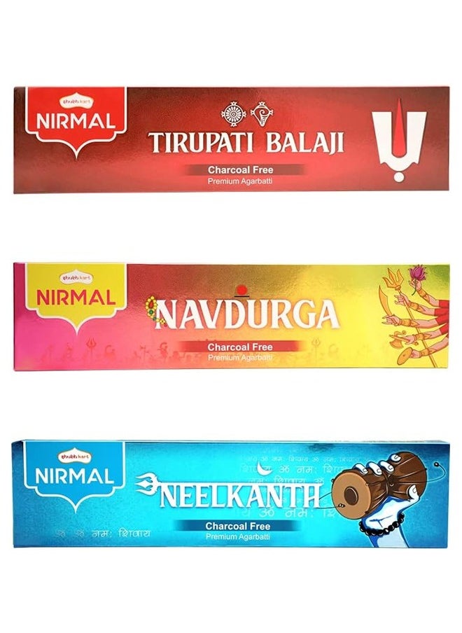 Nirmal Neelkanth, Navdurga & Tirupati Balaji Premium Fragrance 210 Incense Stick Agarbatti by Shubhkart (Pack of 3)  - Image 1