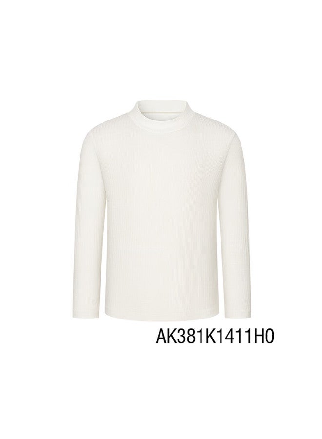 Aimer Kids Light Warmth Moisture-wicking Thermal Base Layer Top Uni Kids Mock Neck Coconut Milk White Size 150 - Image 3
