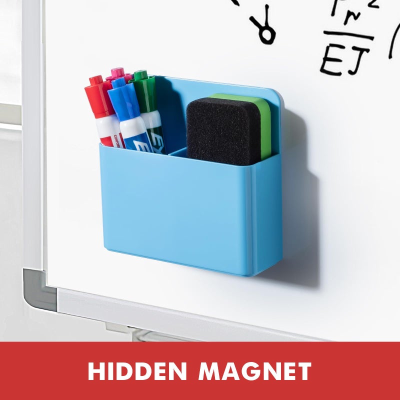 Beygorm 2 Pack Plastics Magnetic Pen Holder For Refrigerator  Dry Erase Marker Holder For Whiteboard Magnet School Locker Organizer Accessories  Pencil Cup  Pen Caddy  Classroom Organization(Blue) - Image 3