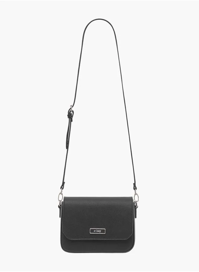 ميسي Logo Detail Crossbody Bag with Adjustable Strap and Flap Closure