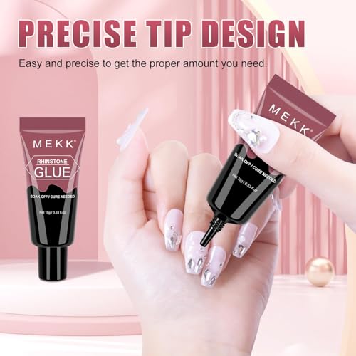 MEKK Rhinestone Glue for Nails,15g Super Strong No Wipe Nail Charm Glue,Crystals,Beads,Charms,Diamonds & Gems,Cure Needed 3D Gel for Nail Art - Image 3