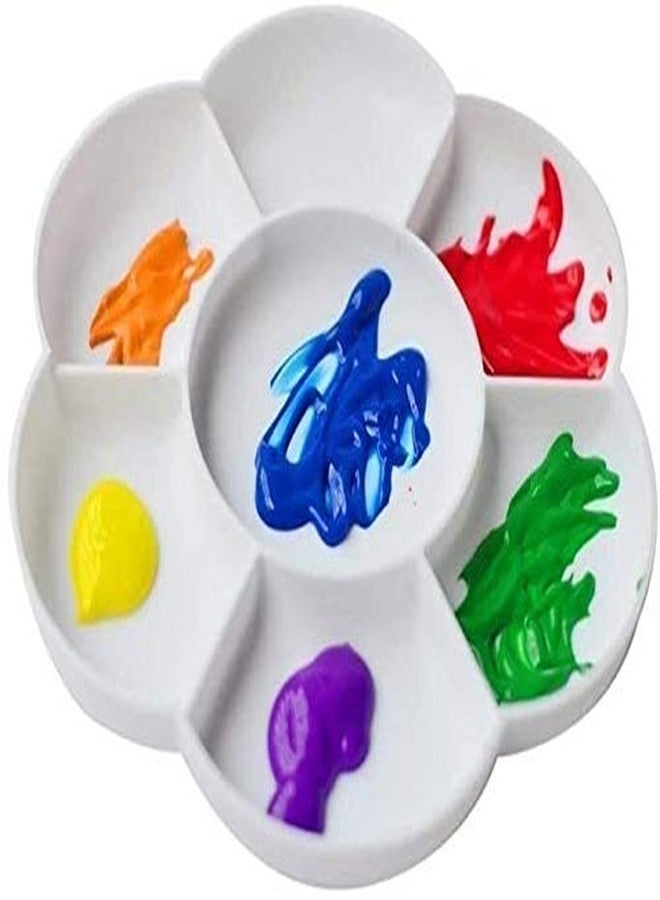 Akebrog 2pcs Paint Pallet, 6.5" Plastic Paint Tray Reusable Flower Paint Palette for Kids Acrylic Watercolor Oil Painting Color Mixing DIY Art Craft, Easy to Wash - Image 1