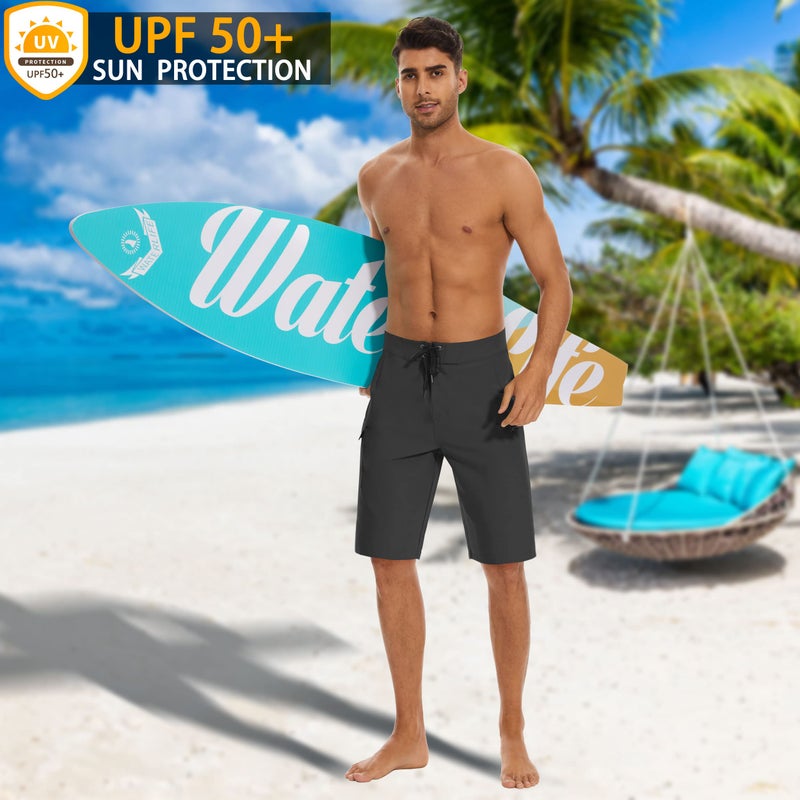 MIVEI 22" Men's Board Shorts Swimwear No Mesh Lining - Long Swim Trunks Surf Shorts Bathing Suit with Zipper Pocket UPF50+ - Image 2