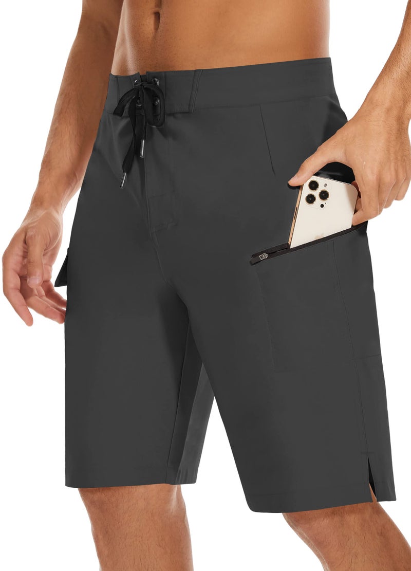 MIVEI 22" Men's Board Shorts Swimwear No Mesh Lining - Long Swim Trunks Surf Shorts Bathing Suit with Zipper Pocket UPF50+ - Image 1