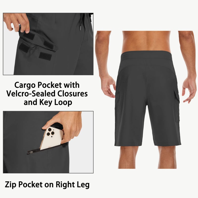 MIVEI 22" Men's Board Shorts Swimwear No Mesh Lining - Long Swim Trunks Surf Shorts Bathing Suit with Zipper Pocket UPF50+ - Image 4