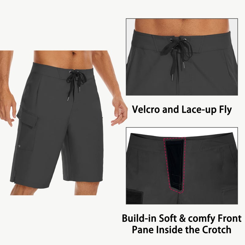 MIVEI 22" Men's Board Shorts Swimwear No Mesh Lining - Long Swim Trunks Surf Shorts Bathing Suit with Zipper Pocket UPF50+ - Image 3