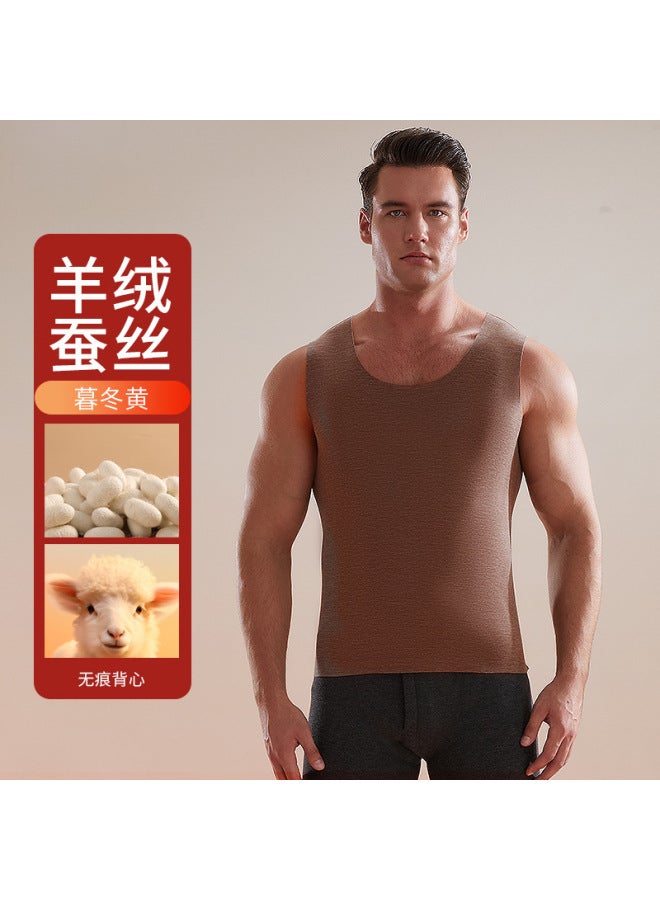 Thermal Vest For Men, Seamless Fleece-lined Heat-generating Underwear, Autumn And Winter Men's Warm Pants, Sleeveless Cotton Waistcoat, Inner Layer