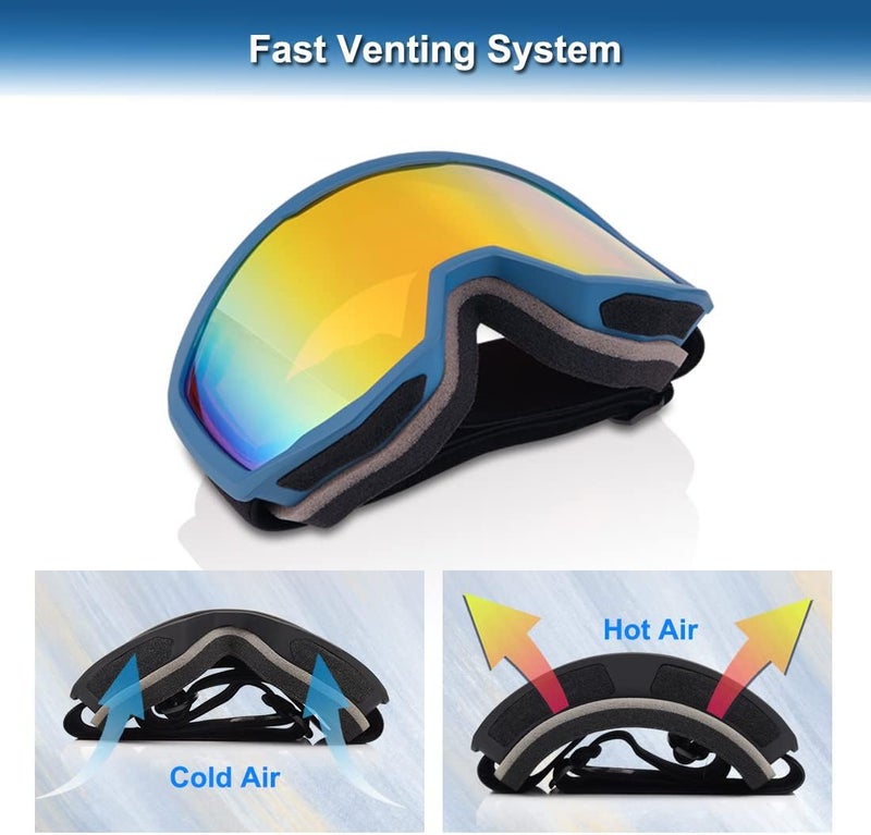 EXP VISION Ski/Snowboard Goggles for Men Women, OTG Snow Goggles Anti Fog UV Protection - Image 3