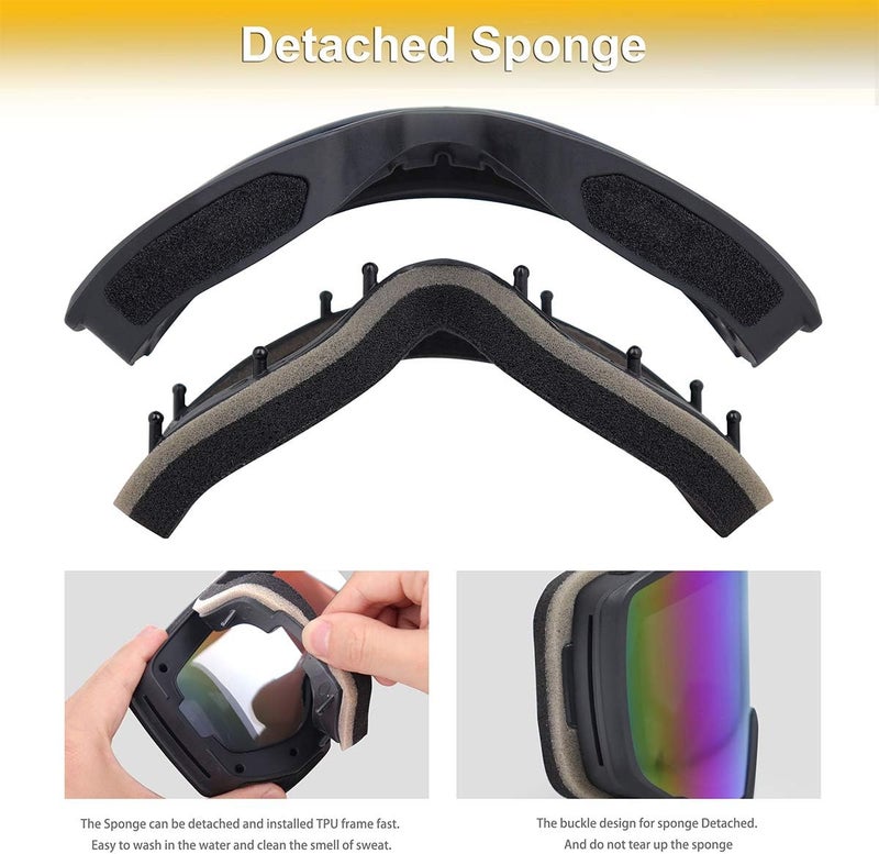 EXP VISION Ski/Snowboard Goggles for Men Women, OTG Snow Goggles Anti Fog UV Protection - Image 4