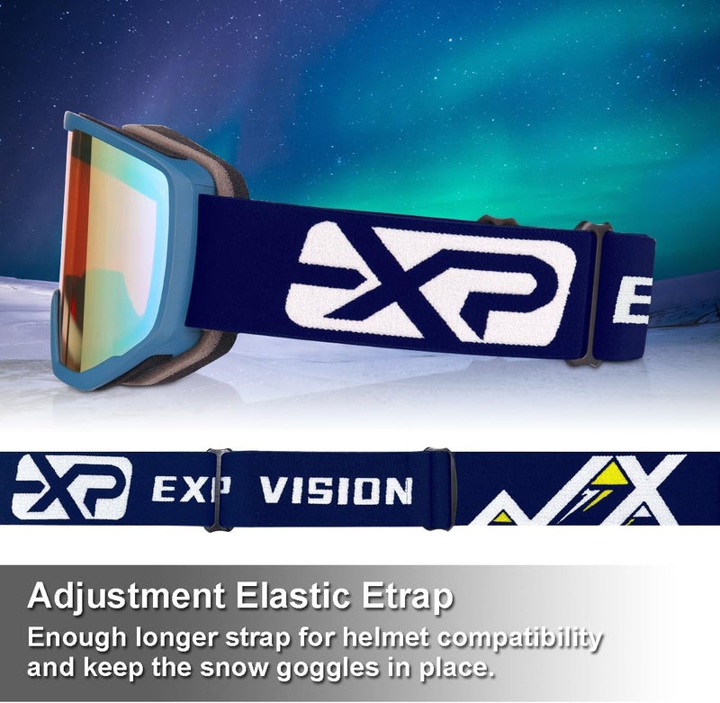 EXP VISION Ski/Snowboard Goggles for Men Women, OTG Snow Goggles Anti Fog UV Protection - Image 5