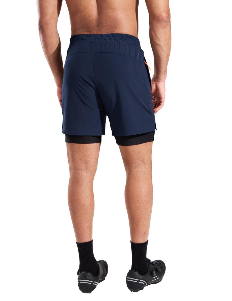 Nepest Mens Mountain Bike Shorts 4D Padded Biking Bicycle Riding MTB Padding Cycling Shorts Zip Pockets Navy Blue XL - Image 2