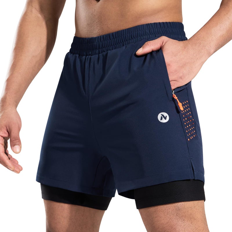 Nepest Mens Mountain Bike Shorts 4D Padded Biking Bicycle Riding MTB Padding Cycling Shorts Zip Pockets Navy Blue XL - Image 3
