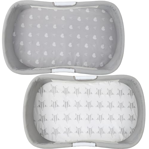 Fadacudan Waterproof Bassinet Sheets, No Need for Bassinet Mattress Pad Cover, 2 Pack Stretch Jersey Knit Super Soft fit for Cradle Oval Rectangle Hourglass Mattress Grey Love & Stars - Image 5