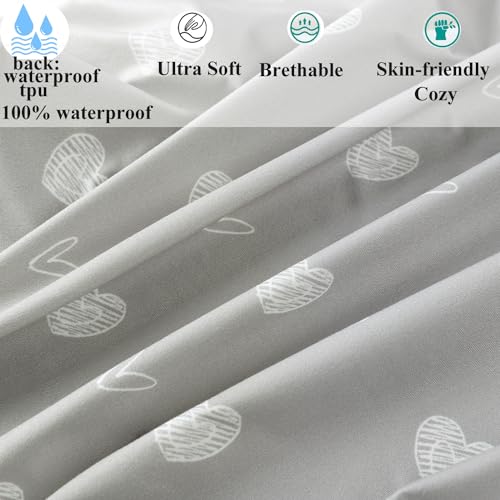 Fadacudan Waterproof Bassinet Sheets, No Need for Bassinet Mattress Pad Cover, 2 Pack Stretch Jersey Knit Super Soft fit for Cradle Oval Rectangle Hourglass Mattress Grey Love & Stars - Image 4