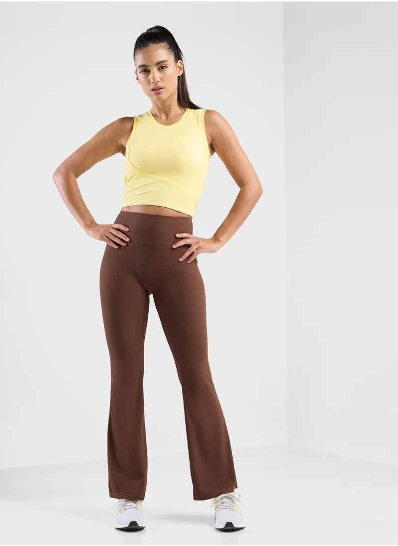 FRWD High Waist Ribbed Flared Leggings