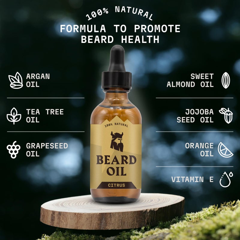Striking Viking Striking Viking Scented Beard Oil Conditioner for Men (Large 2 oz.) - Naturally Derived Formula with Tea Tree, Argan and Jojoba Oils with Citrus Scent - Softens, Smooths & Strengthens Beard Growth - Image 5