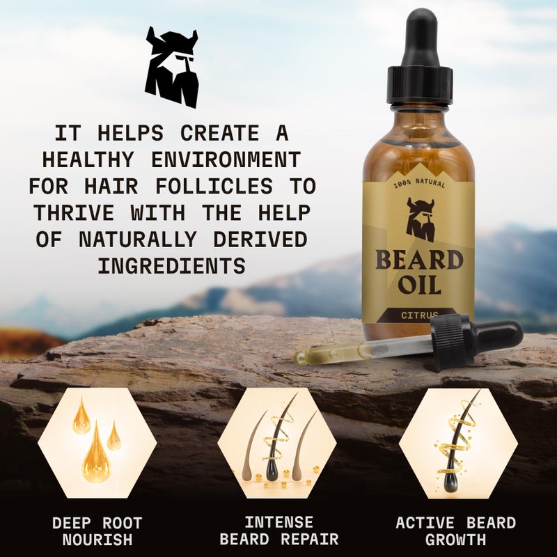 Striking Viking Citrus Beard Oil for Men - 2 Fl Oz, Citrus Scented - Moisturizing & Softening Formula With Jojoba, Argan & Tea Tree Oil - Image 4