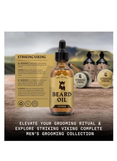 Striking Viking Striking Viking Scented Beard Oil Conditioner for Men (Large 2 oz.) - Naturally Derived Formula with Tea Tree, Argan and Jojoba Oils with Citrus Scent - Softens, Smooths & Strengthens Beard Growth  - Image 2
