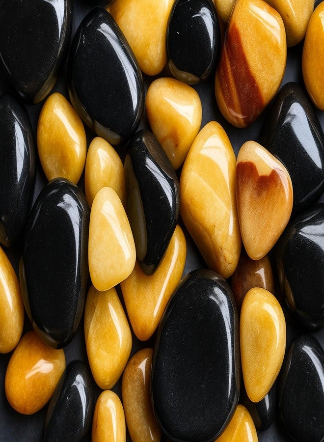 Wowtag Brown and Black Combo Polished Natural Pebbles, 2-4 CM,1.95 KG, Decorative Stone for Plants, Aquarium, Garden, Vase Filler, Resin Work - Image 1