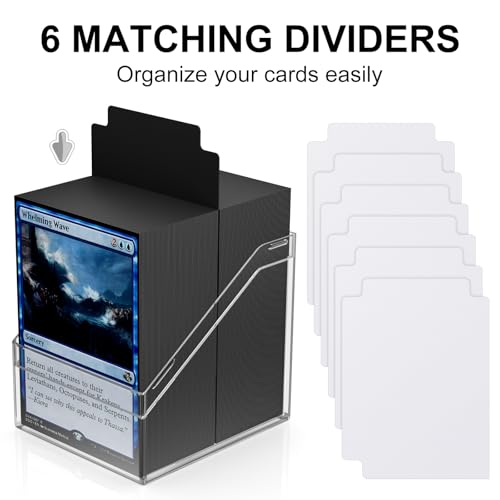Mlikero Card Deck Cases, 6 Pack Acrylic Commander Deck Box Holding 100+ Sleeved Cards with 6 Dividers, Clear Card Storage Box Fit for MTG, TCG, Sports Cards - Image 3