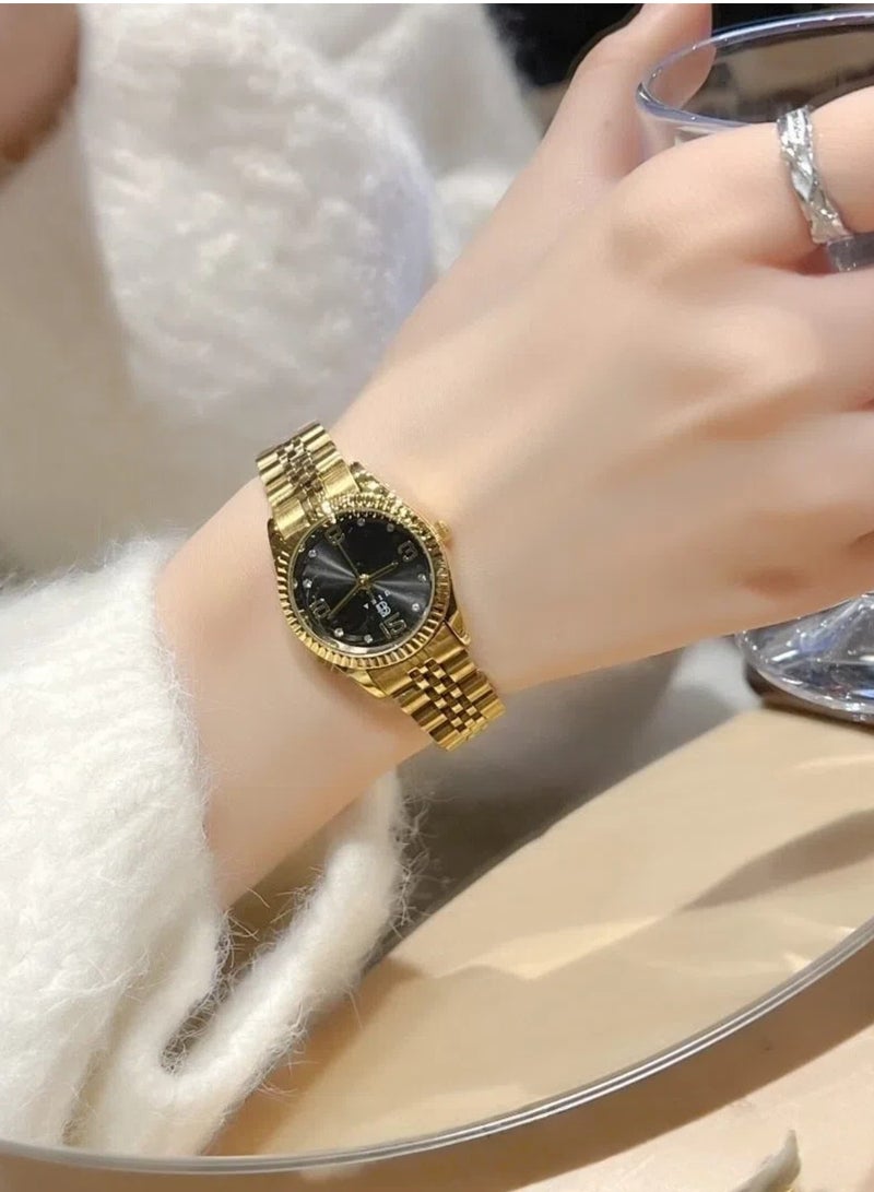 ABIU Luxury Gold-Tone Women's Watch - Chic Metal Bracelet with Glitter Dial & Number Markers (Elegant Fashion Wristwatch for Ladies) - Image 2