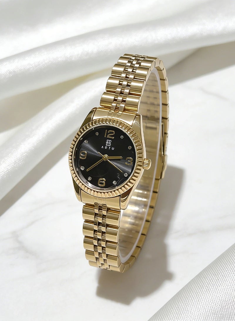 ABIU Luxury Gold-Tone Women's Watch - Chic Metal Bracelet with Glitter Dial & Number Markers (Elegant Fashion Wristwatch for Ladies) - Image 5