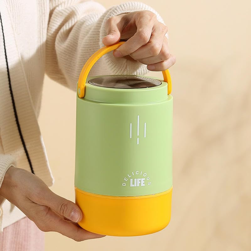 daiDokoro Insulated Stainless Steel Lunch Box with Spoon | 3-Tier Stackable Hot & Cold Leak-Proof Food Container | Portable Tiffin for Office, School & Travel (Olive Amber, 900ml) - Image 2