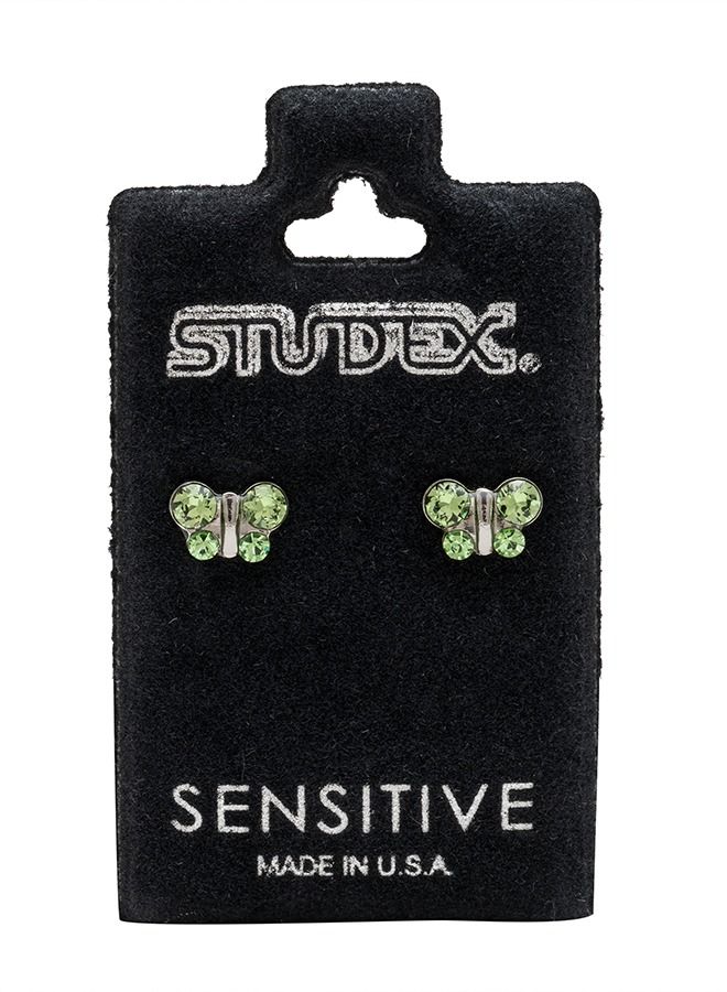 Studex August Peridot Butterfly Shape Allergy-Free Stainless Steel Ear Studs - Image 5