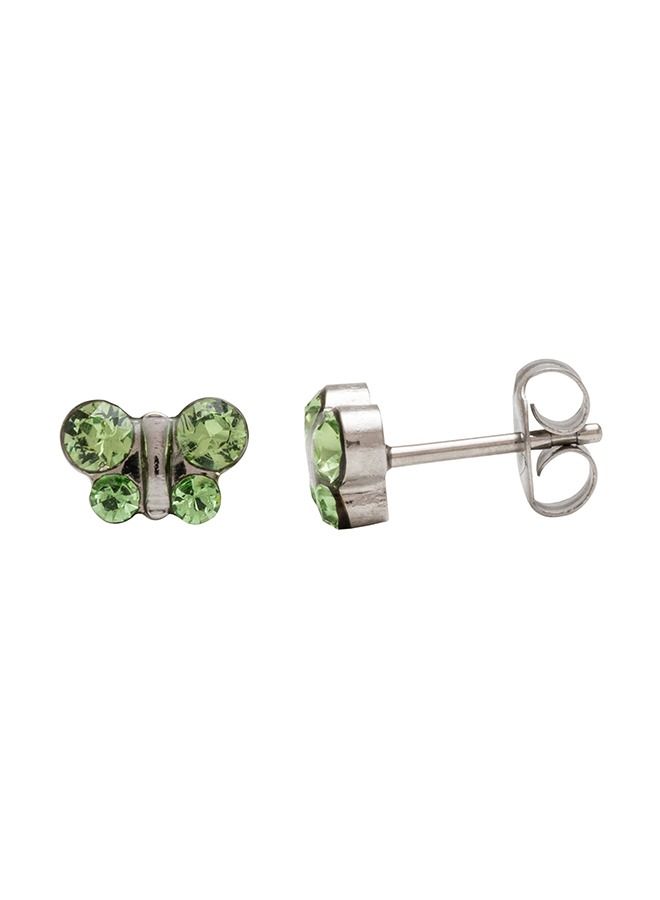 Studex August Peridot Butterfly Shape Allergy-Free Stainless Steel Ear Studs - Image 3