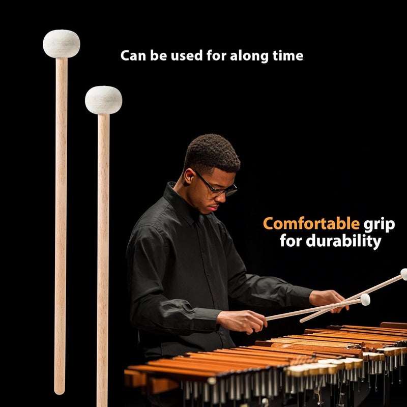 VixxNoxx Timpani Mallet, 2 Pcs Soft Drum mallets, 14 Inches with Drum sticks Bag, Percussion instrument Accessories for Timpani, Marimba, Xylophone, Glockenspiel, Ideal for Beginners & Music Lovers - Image 5