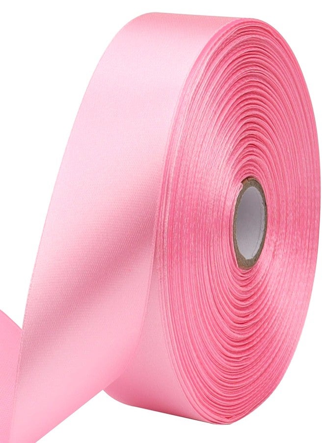 RIUNBB Pink Solid Satin Ribbon 1-1/2 Inch 50 Yards Solid Polyester Fabric Ribbon for Gift Wrapping Wedding Christmas Baby Shower Birthday Party Decoration Handmade Immortal Flower Craft - Image 1