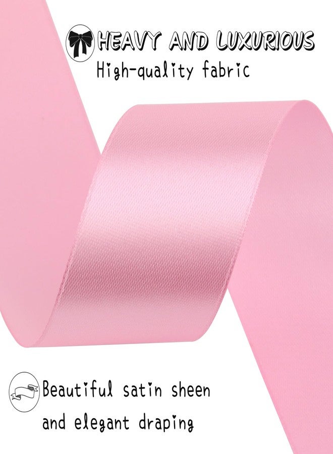 RIUNBB Pink Solid Satin Ribbon 1-1/2 Inch 50 Yards Solid Polyester Fabric Ribbon for Gift Wrapping Wedding Christmas Baby Shower Birthday Party Decoration Handmade Immortal Flower Craft - Image 3