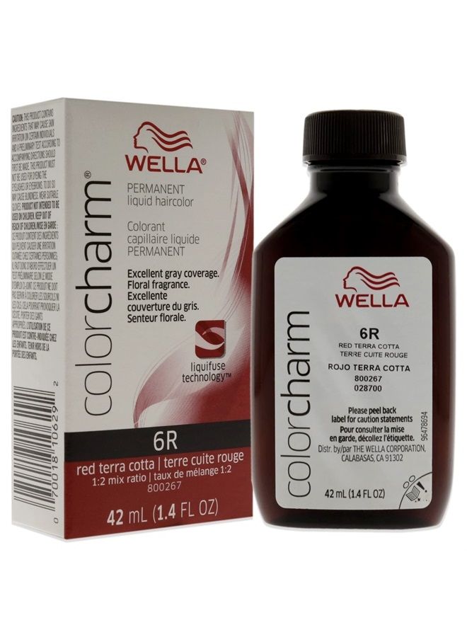 WELLA Color Charm صبغة شعر سائلة دائمة لتغطية الشعر الرمادي 6R أحمر تيرا كوتا، 1.4 أونصة سائلة - Image 3