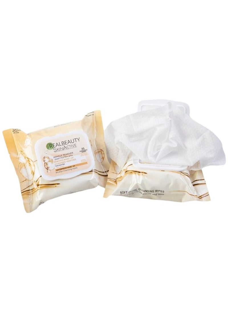 REALBEAUTY Pure Clean Makeup Remover Wipes 25 Pieces 