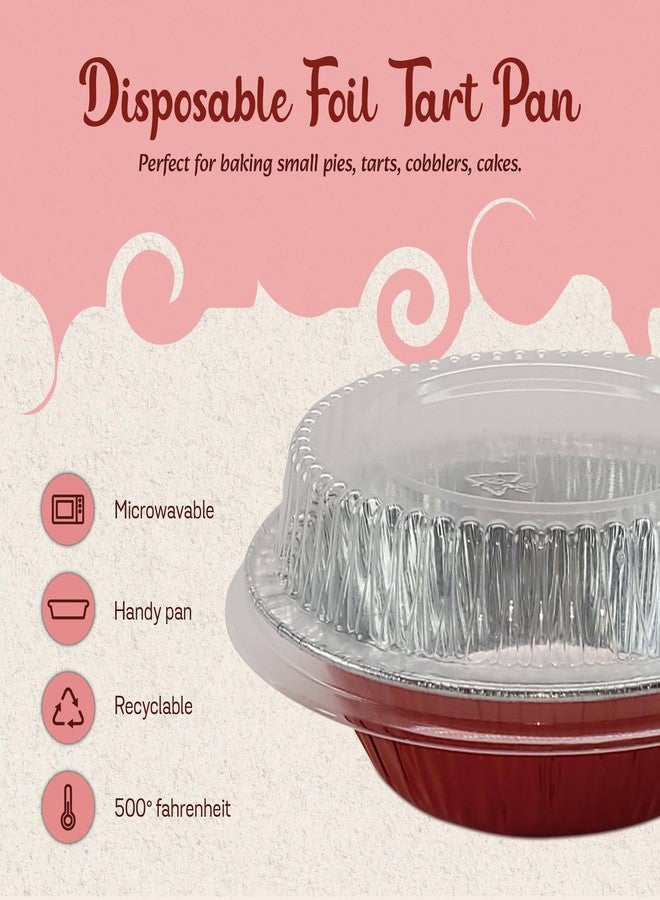 KitchenDance.com KitchenDance Mini Pie Tins With Lids - Premium 5 Inch Pans for Baking Pies, Tarts, Cobblers, and Cakes - Essential for Professional and Home Kitchens 501P (100, Red) - Image 2