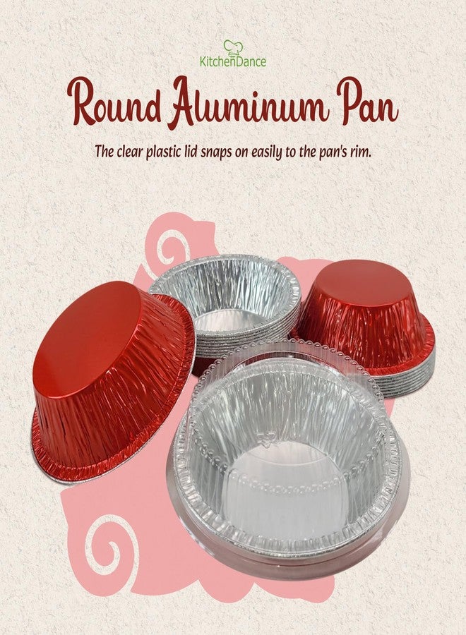 KitchenDance.com KitchenDance Mini Pie Tins With Lids - Premium 5 Inch Pans for Baking Pies, Tarts, Cobblers, and Cakes - Essential for Professional and Home Kitchens 501P (100, Red) - Image 5