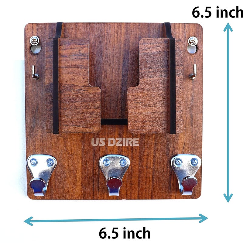 US DZIRE US DZIRE 830 Modern Key Holder with Mobile Charging Wall Mounted Stand Cloth toval Napkin Hanger Wooden Handcrafted Home Office Decoration  - Image 5