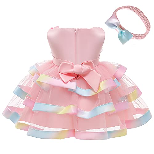 AIMJCHLD Christening Embroidery Lace Birthday Christmas Easter Flower Toddler Baby Girl Dress Princess Formal Prom Tutu Ball Gown 6M 12M Pink 80 - Image 5