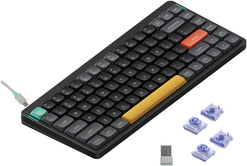Nuphy Air75 V2 Portable 75% Mechanical Keyboard,Wireless Keyboard,Supports Bluetooth/2.4G/USB-C RGB Bluetooth Keyboards,Compatible with Windows/Mac OS/Linux Systems Black-Gateron Wisteria - Image 1