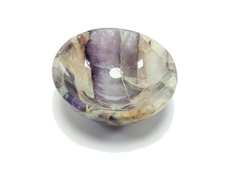Amethyst Bowl Gemstone Hand Carved Crystal Altar Healing 5055 MM Bowl Size  - Image 2