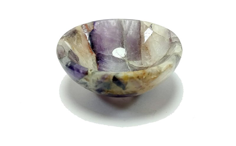 Amethyst Bowl Gemstone Hand Carved Crystal Altar Healing 5055 MM Bowl Size  - Image 1