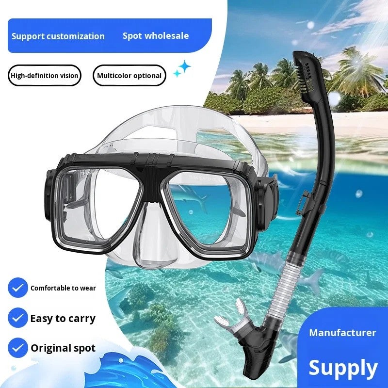 Bluejw Full Dry Top Snorkel Mask Scuba Tempered Glass Lens Adjustable Straps Liquid Silicone Skirt Classic Diving Goggles Swimming Set - Image 3