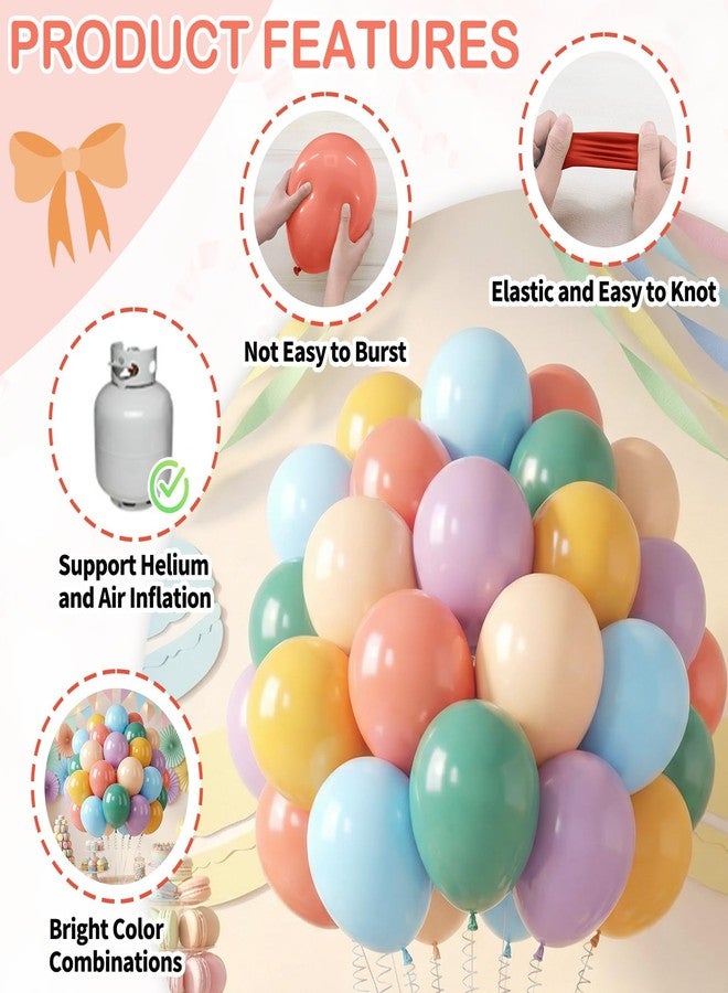 Biapian Retro Rainbow Balloons, 60PCS Boho Colorful Balloons, 12 Inch Dusty Light Blue Blush Pink Orange Yellow Purple Balloon Assorted Color Balloon for Boho Birthday Wedding Baby Shower Party Decorations - Image 3