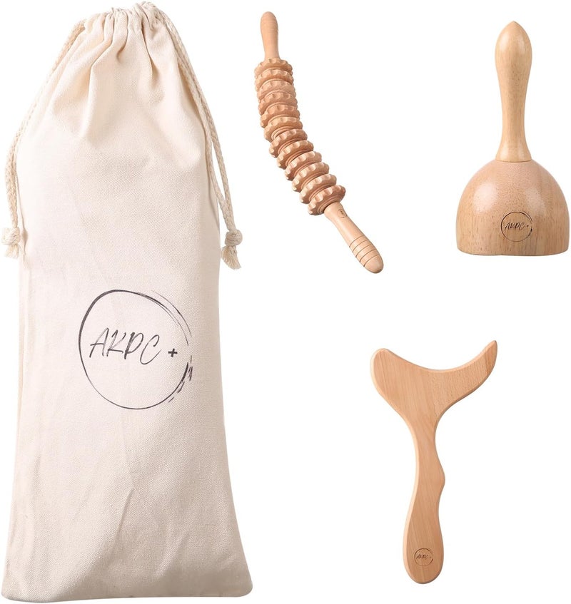 AKPC Wood Therapy Massage Set 3 in1 Professional Maderoterapia Kit Lymphatic Drainage Massager Body Sculpting AntiCellulite - Image 3