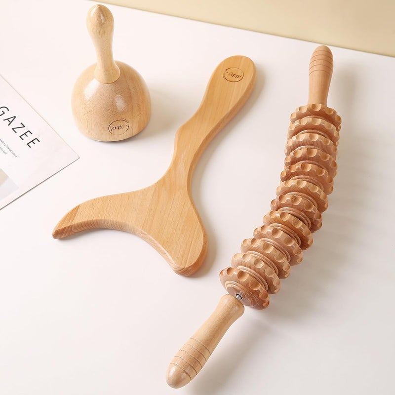 AKPC Wood Therapy Massage Set 3 in1 Professional Maderoterapia Kit Lymphatic Drainage Massager Body Sculpting AntiCellulite - Image 1