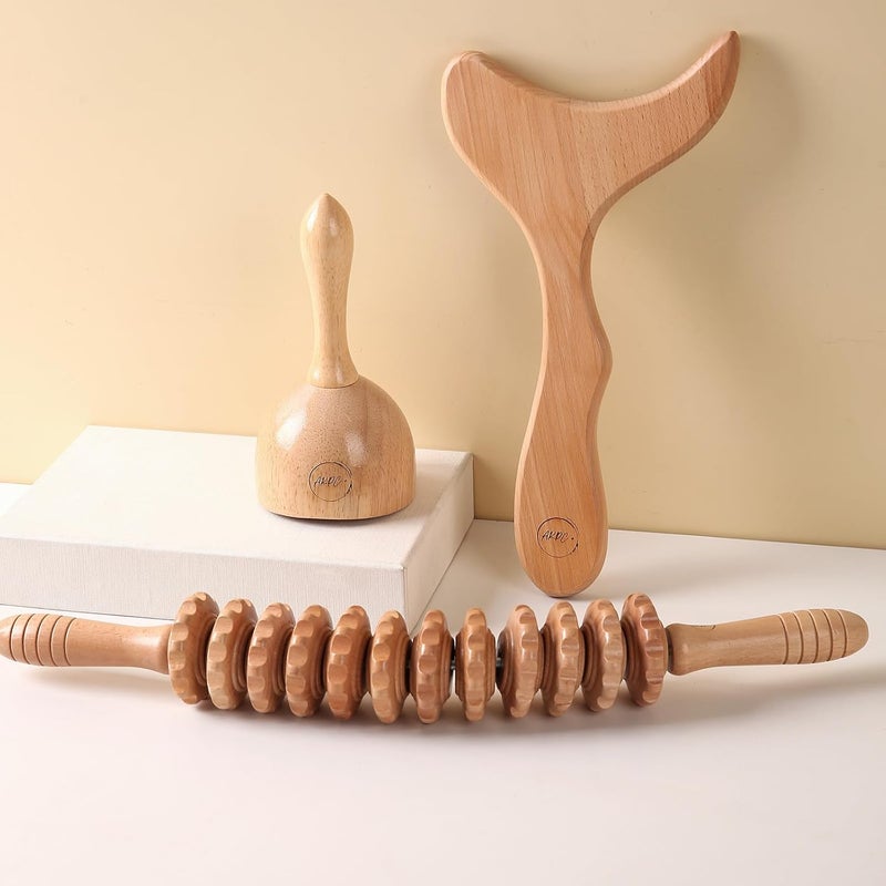 AKPC Wood Therapy Massage Set 3 in1 Professional Maderoterapia Kit Lymphatic Drainage Massager Body Sculpting AntiCellulite - Image 2