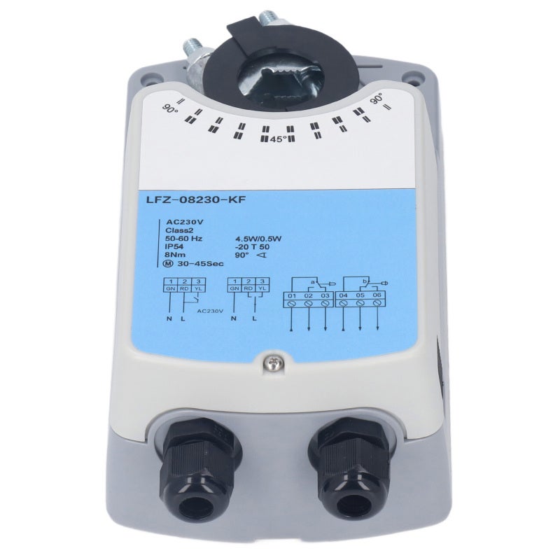 Electric Damper Actuator 8Nm Torsion Aluminum Alloy with Adjustable Rotation Angle - DC Brushless Motor Manual Operation Option for Ventilation and Water Systems - Image 2