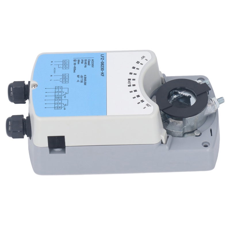 Electric Damper Actuator 8Nm Torsion Aluminum Alloy with Adjustable Rotation Angle - DC Brushless Motor Manual Operation Option for Ventilation and Water Systems - Image 3
