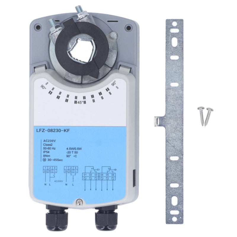 Electric Damper Actuator 8Nm Torsion Aluminum Alloy with Adjustable Rotation Angle - DC Brushless Motor Manual Operation Option for Ventilation and Water Systems - Image 1